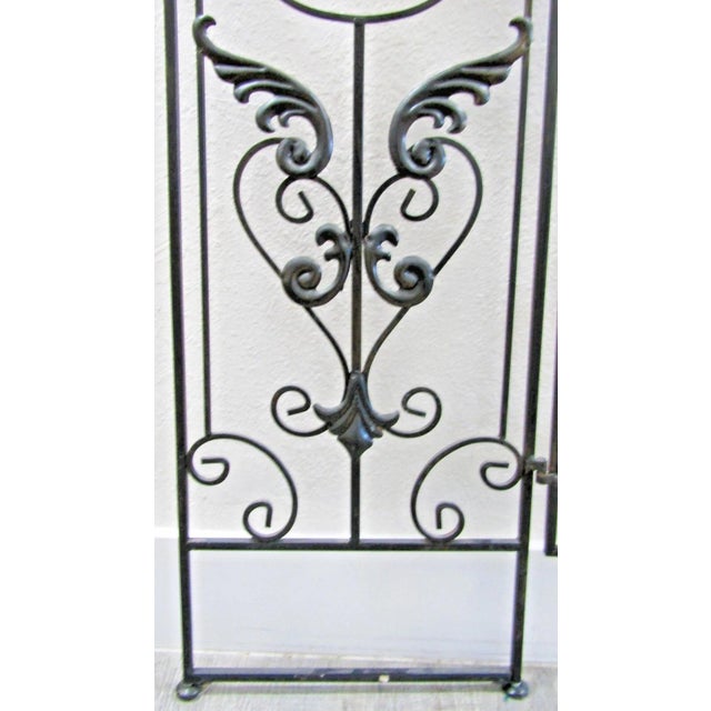 Vintage Regency Black Wrought Iron 3 Panel Room Divider For Sale In Miami - Image 6 of 15