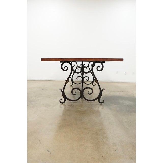 Vintage Wood Top Dining Table With Iron Base For Sale In Austin - Image 6 of 15
