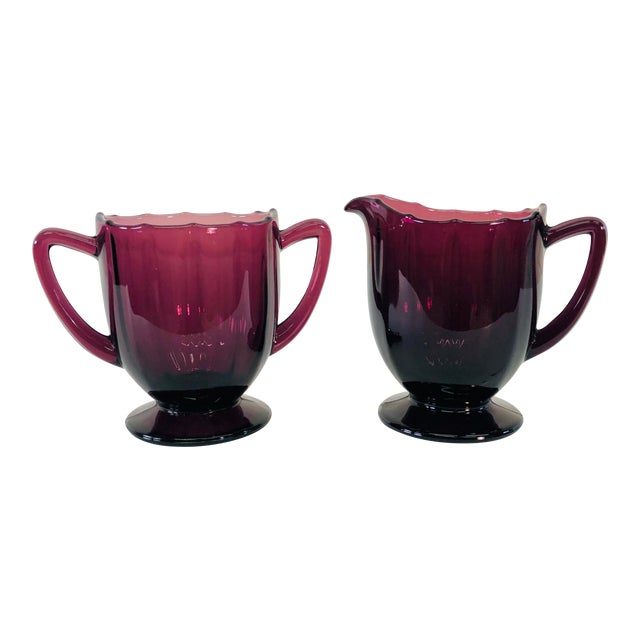 Art Deco Style Amethyst Sugar & Creamer Set For Sale