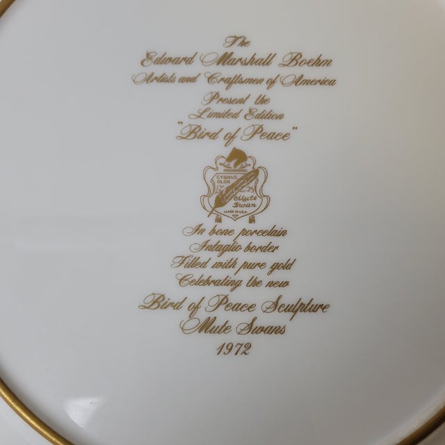 1972 Boehm “Mute Swans” Bone Porcelain Charger Plate, 13” For Sale In Raleigh - Image 6 of 6