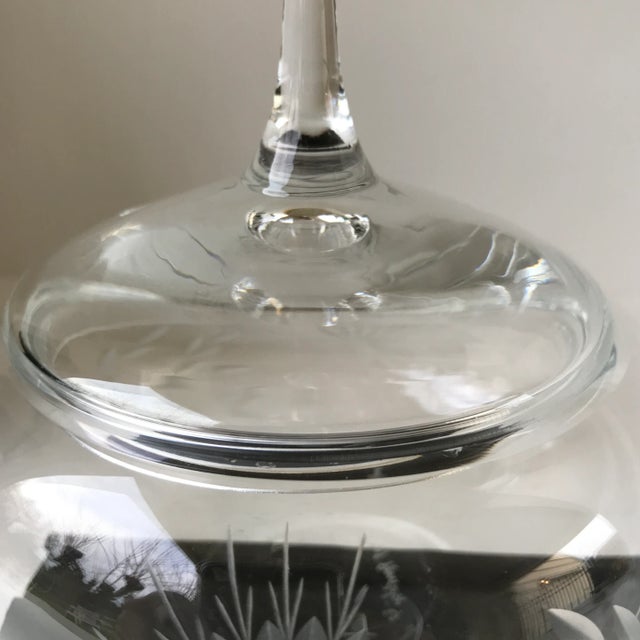 Signed Cone Flower Etched Clear Crystal Covered Candy Dish by Fitzgerald For Sale - Image 11 of 13
