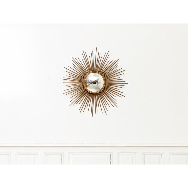 Metal Large Antique Sunburst Mirror from Chaty Vallauris, 1950s For Sale - Image 7 of 7