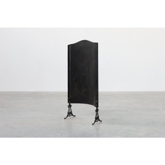 Art Nouveau Black Lacquer Fire Screen with Floral Motif, France, 1910 For Sale - Image 12 of 13
