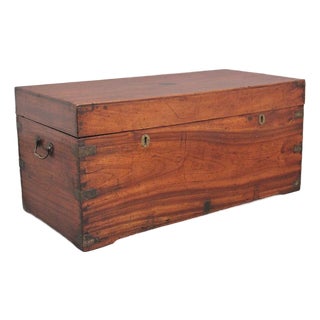 Antique Camphor Wood Campaign Trunk, 1860 For Sale