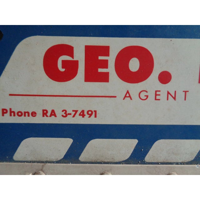 Mid-Century Modern Vintage Allied Van Lines Sign With Hook Rack Binghamton New York For Sale - Image 3 of 5