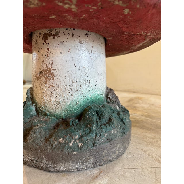 Vintage Hand-Painted Concrete Garden Mushroom Garden Ornament For Sale - Image 4 of 6
