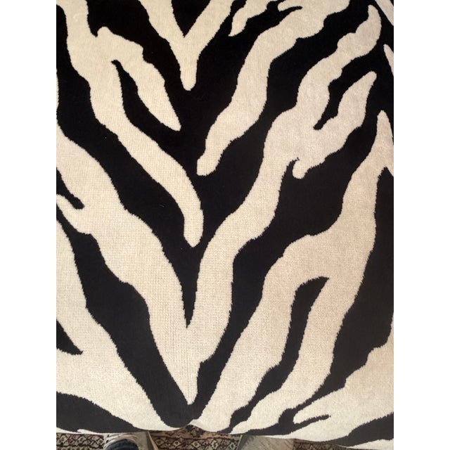 Woven textile zebra print throw pillow. Solid reverse with opening and new insert. We have another identical pillow to...
