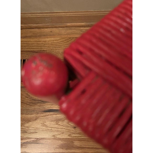 Antique Rush Seat Ladderback Chair - Painted Red For Sale - Image 10 of 11