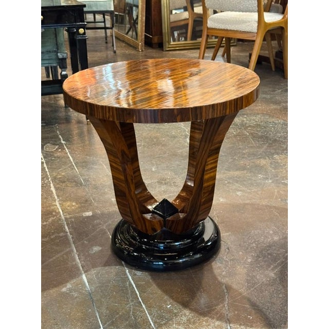 Pair of Italian Art Deco Style Macassar Wood Side Tables For Sale - Image 4 of 8