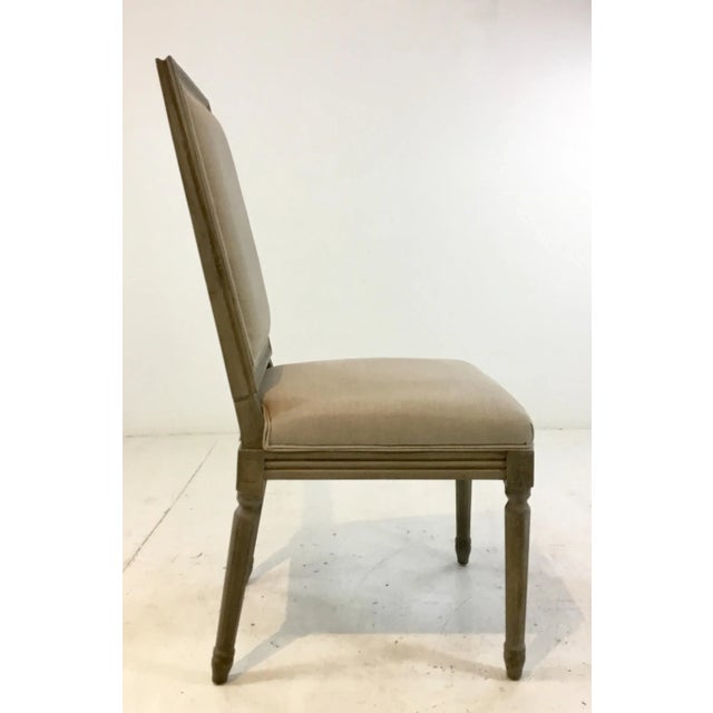 2010s Transitional French Style Greige Linen Side Chair For Sale - Image 5 of 7