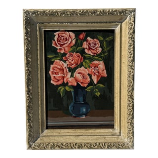 Rose Still Life Paint by Number Original Framed Artwork For Sale