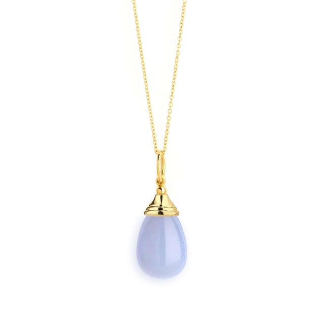 Mogul Mini Drop Charm Pendants Blue Chalcedony For Sale