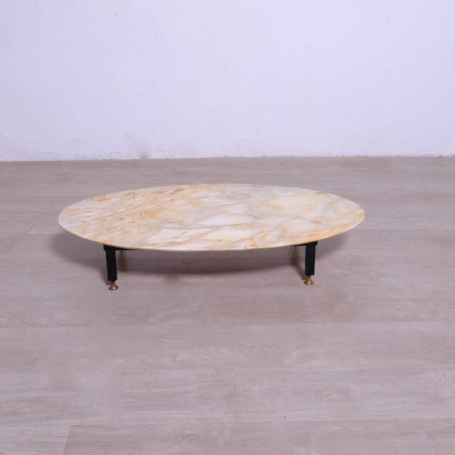Low Oval Marble Coffee Table with Removable Metal Structure and Feet For Sale - Image 6 of 10