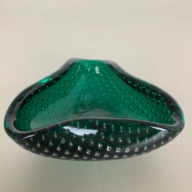 Gold Green Murano Glass Bullicante Ashtray, Italy, 1970s For Sale - Image 8 of 15