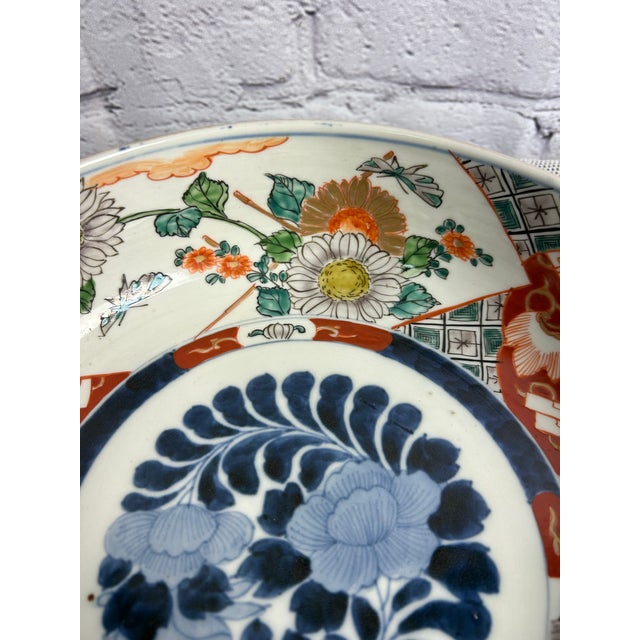 Navy Blue Antique Japanese Imari Porcelain Bowl - 10" Meiji Period Arita Ware - Hand-Painted Floral For Sale - Image 8 of 12
