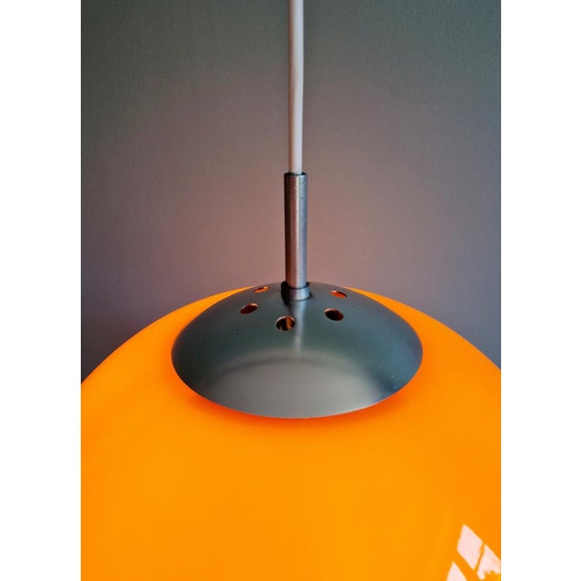Large Space Age Pendant Light in Orange Opaline, 1970s For Sale - Image 6 of 12