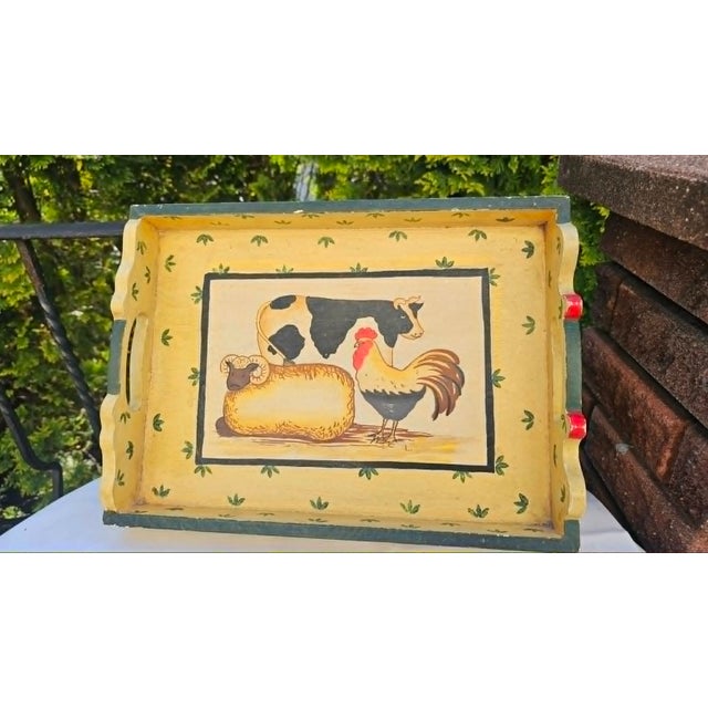 Blue Painted Wooden Tray, 1960s-1970s For Sale - Image 8 of 8
