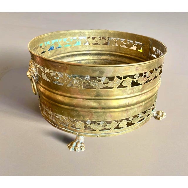 English 19th C. English Regency Pierced Brass Jardinière or Planter For Sale - Image 3 of 12