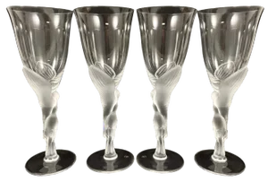 Vintage Fabergé Snow Doves Crystal Glasses, France, 1960s, Set of 4