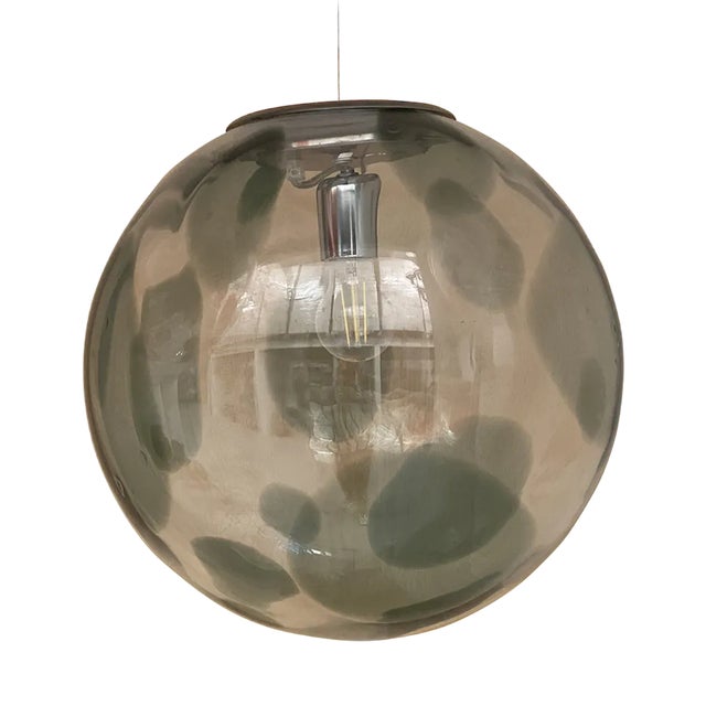 Olive-Green and Transparent Sphere Lamp in Murano Glass from Simoeng, 1990s For Sale