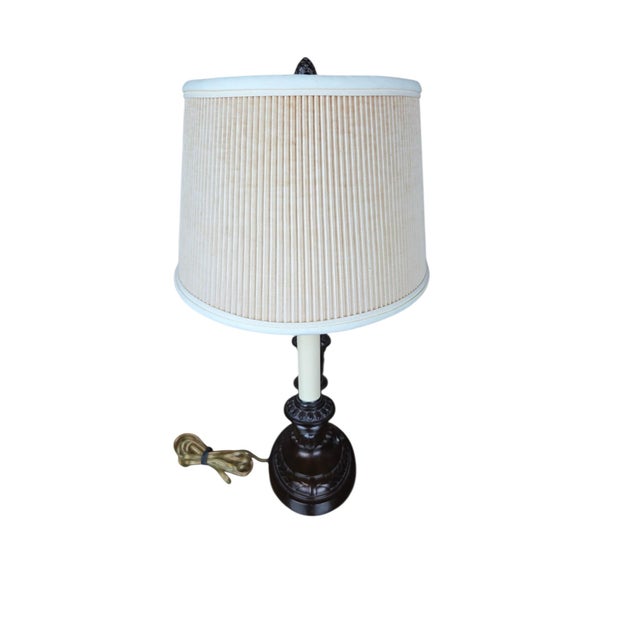 Frederick Cooper Vintage 1998 Frederick Cooper "Trevor" Dark Bronze & Brass Bouillotte Table Lamp For Sale - Image 4 of 14