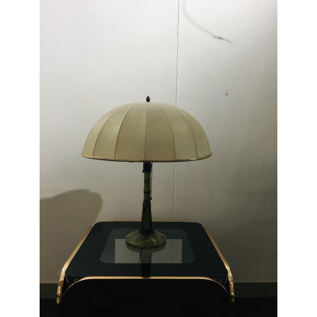 Art Nouveau Onyx Table Lamp with Silk Shade, 1890s For Sale - Image 5 of 7