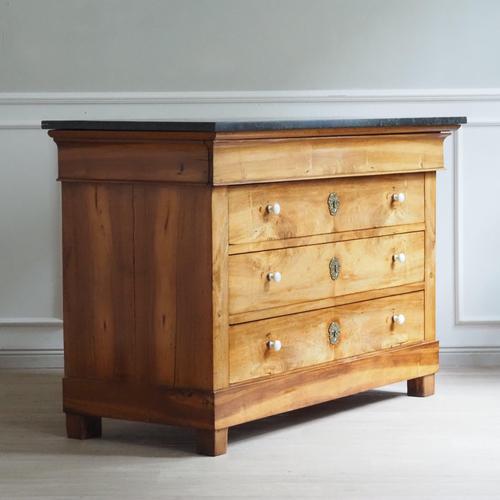 Antique Louis-Philippe Chest of Drawers with Black Marble Top, 1850 For Sale - Image 3 of 18