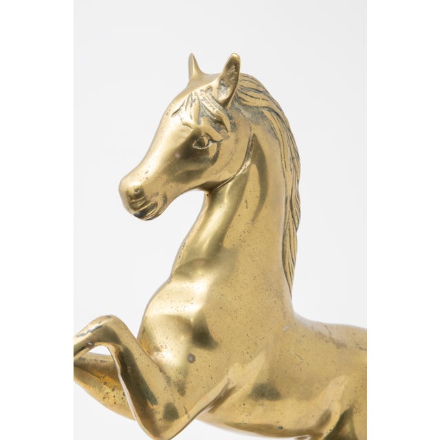 Solid Brass Raring Horse Figure For Sale - Image 10 of 13