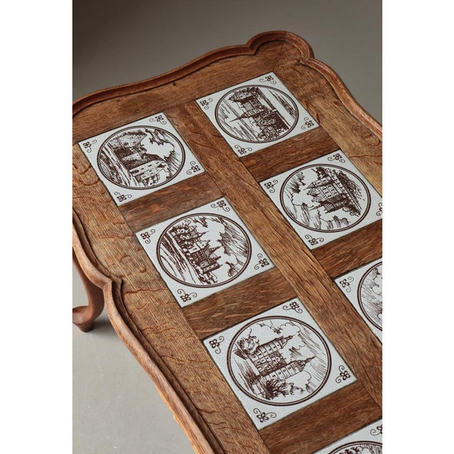 Vintage Danish Oak Coffee Table with Ceramic Tiles by Frits Henningsen, 1940s For Sale - Image 4 of 16