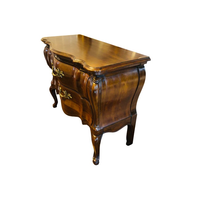Mid 20th Century Mid 20th Century John Widdicomb Louis XV Style Bombe Commode – French Provincial Curved Chest of Drawers With Cabriole Legs & Brass Hardware For Sale - Image 5 of 16