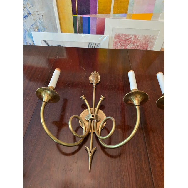 Hollywood Regency Pair of Vintage Hollywood Regency Empire Sconces For Sale - Image 3 of 8
