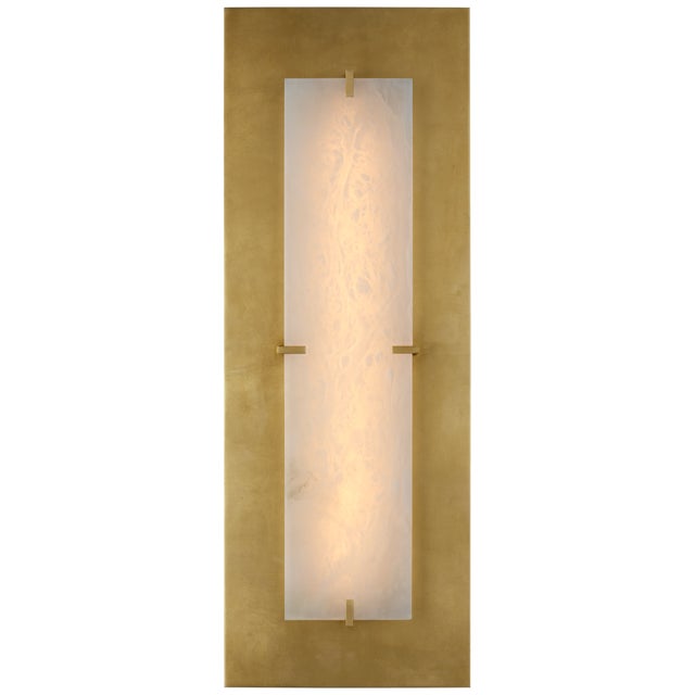 AERIN for Visual Comfort Signature Dominica Large Rectangle Sconce in Gild & Alabaster For Sale