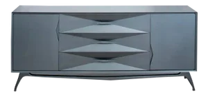 1960s Nine Drawer Dresser by Albe Fine Furniture, Re-Imagined in Steel Grey Metallic Lacquer $7,500