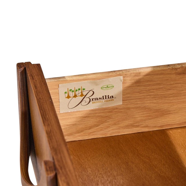 Broyhill Brasilia Mid Century Walnut and Brass 6 Drawer Dresser For Sale - Image 9 of 9