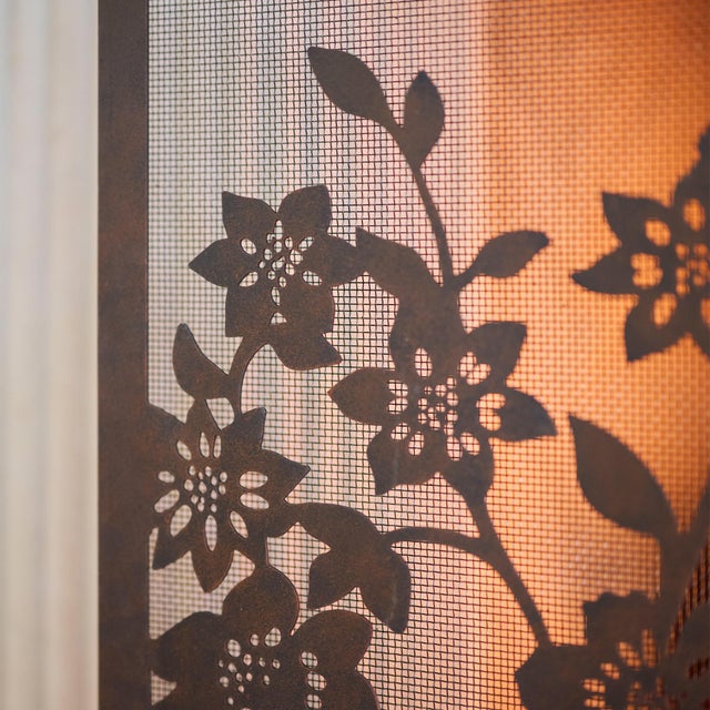 Warm Black Lacey Floral Fireplace Screen For Sale - Image 11 of 11