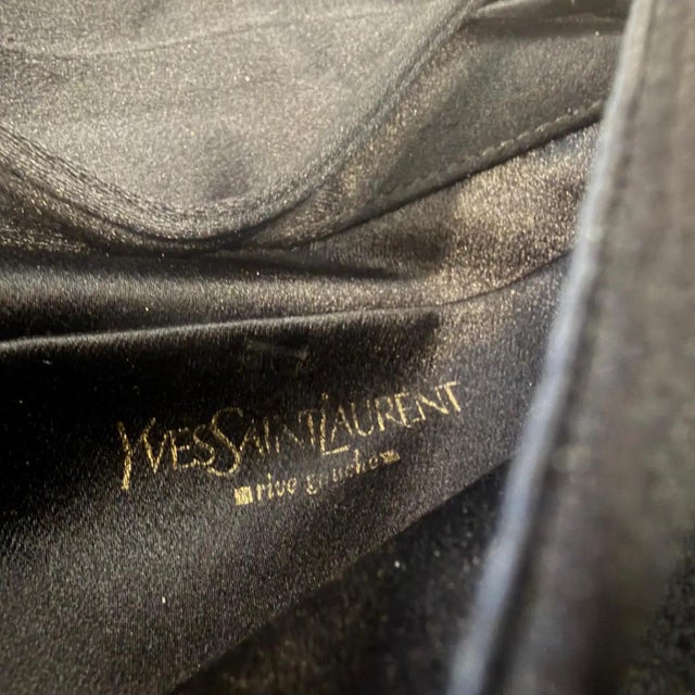 1980s Vintage Black Satin Evening Jewel Bag by Yves Saint Laurent For Sale - Image 6 of 14