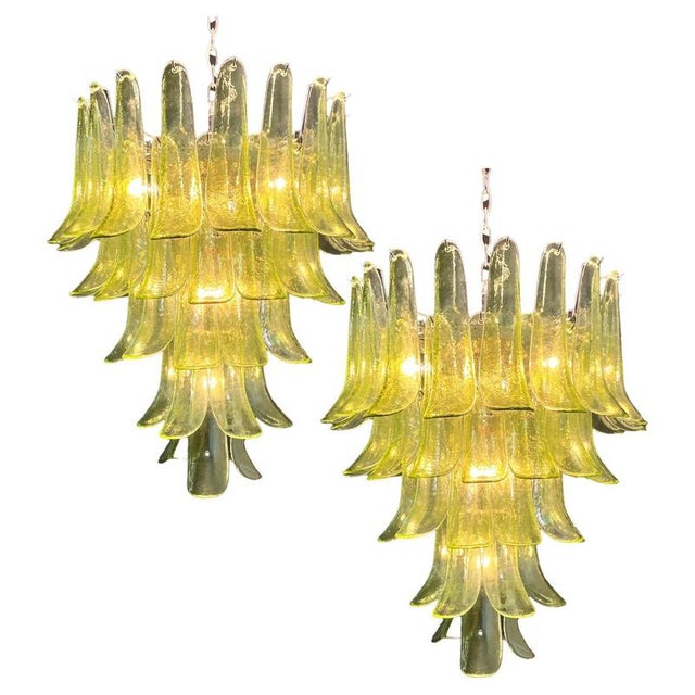 Nickel and Green Murano Glass Chandeliers, 1990s, Set of 2 For Sale - Image 16 of 16