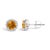 Contemporary 10K White Gold Orange Citrine and 1/6 Cttw Diamond Halo Stud Earring For Sale - Image 3 of 5
