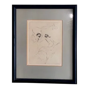Warren Davis (1865-1928) New York Artist Original Vintage Pencil Signed Etching of Nymphs