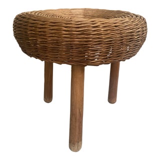 1960s Wicker Ottoman For Sale