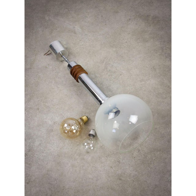 Vintage Italian Chrome and Glass Pendant Lamp For Sale - Image 13 of 14