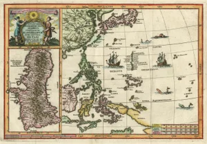 Antique Map of the Philippines and Guam by Scherer, 1702