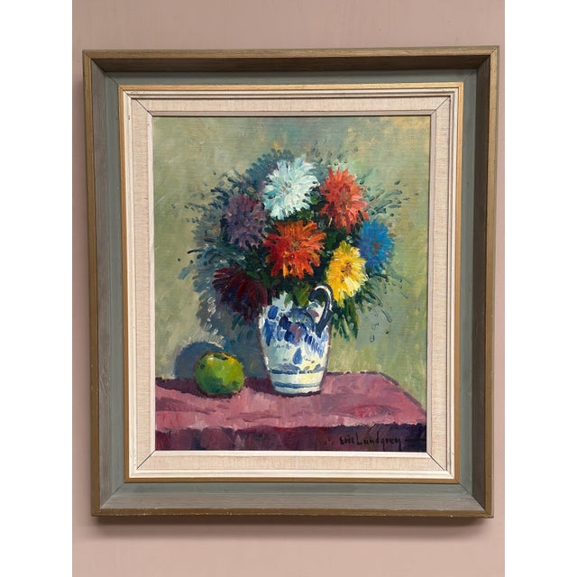 Eric Lundgren, Asters in Ceramic Vase, 1950s, Oil on Canvas, Framed For Sale - Image 9 of 18