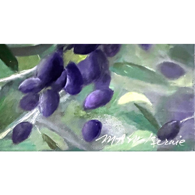 “A Handful" Contemporary Impressionist Still Life of Olive Branches in Purple and Green by Mill Valley Artist Mary Anne McKernie For Sale - Image 4 of 6