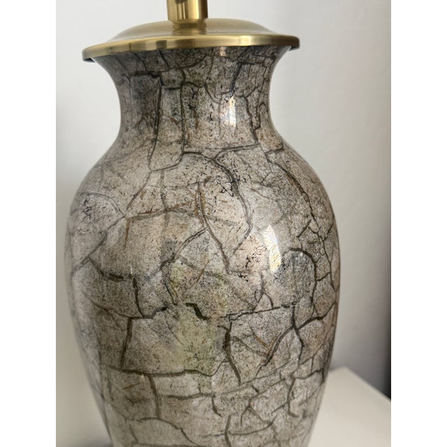 1980's Frederick Cooper Chinoiserie Metallic Porcelain and Brass Table Lamps For Sale In Phoenix - Image 6 of 7