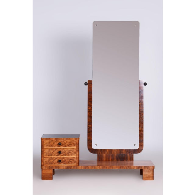 Czech Art Deco Dressing Table in Walnut with Mirror, 1920s For Sale - Image 14 of 14