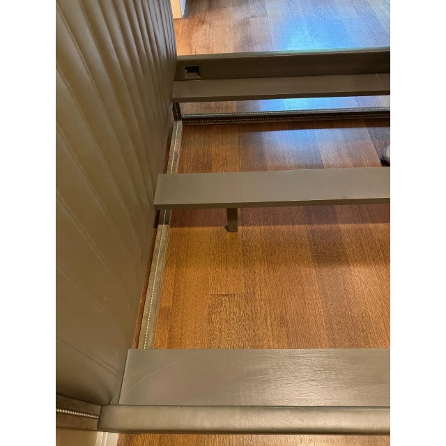 2010s Frank Roop Queen Canopy Bed in Olive Green Leather and Alcantara With Nailhead Detail For Sale - Image 5 of 8