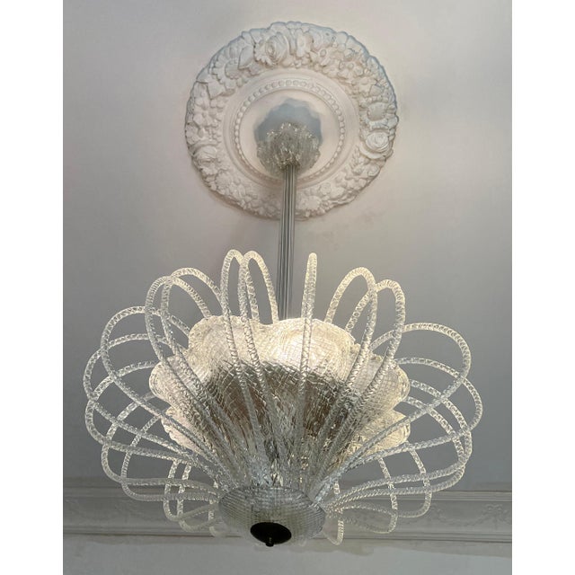 Chandelier attributed to Barovier & Toso, Murano, 1940s For Sale - Image 3 of 18