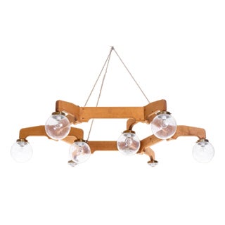 Swedish Ceiling Light in Pine, 1970s For Sale