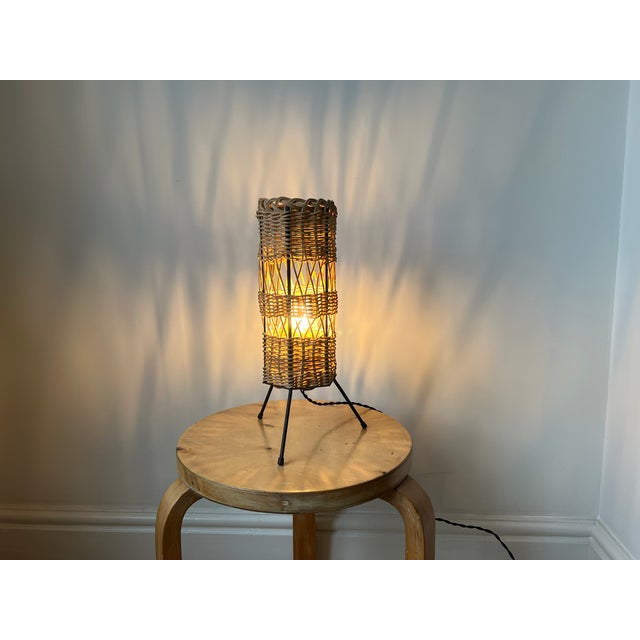 1960s Vintage French Rattan Table Lamp, 1960 For Sale - Image 5 of 15